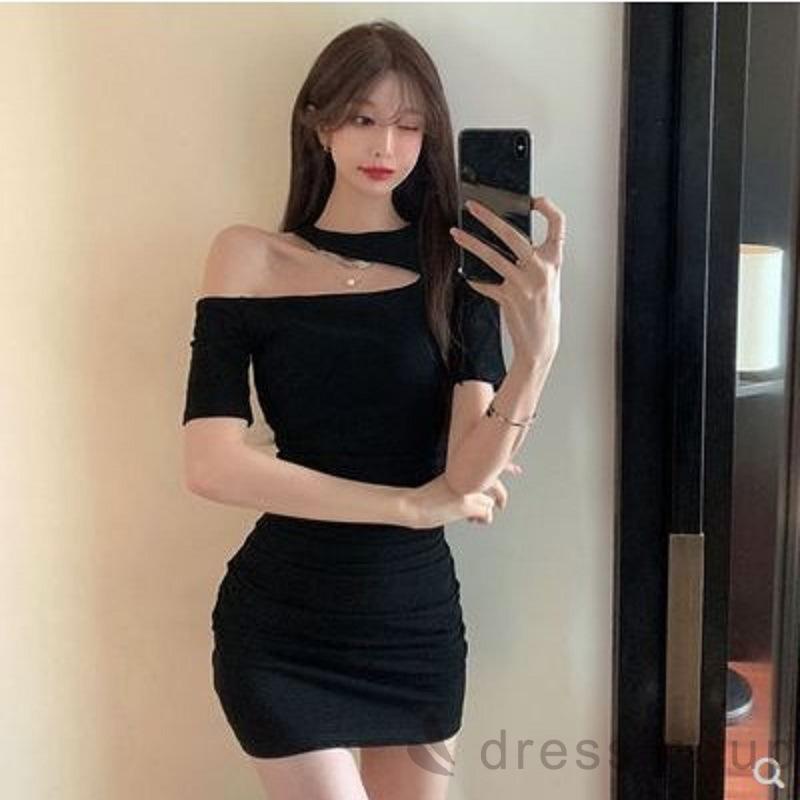 Đầm tay ngắn dáng ôm màu trơn thời trang mùa hè dành cho nữ