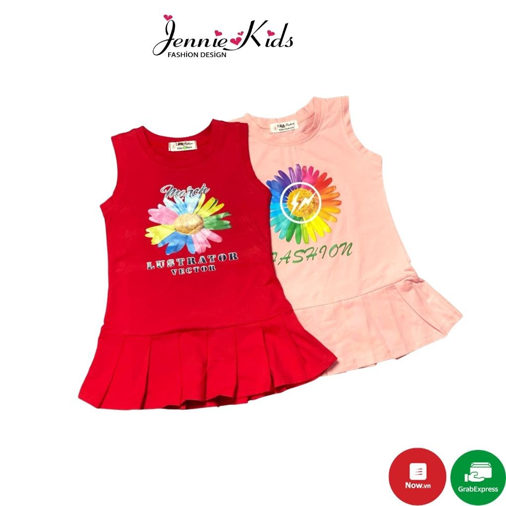 Váy đầm bé gái vải cotton chính phẩm JENNIE KIDS tùng váy xếp ly dễ thương J406