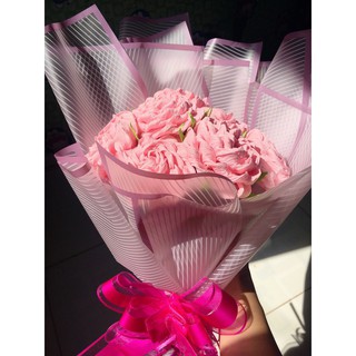 Bó Hoa Hồng 10 Bồng Hoa Giấy Nhún - Handmake Tự Làm - Sỉ Theo Bông