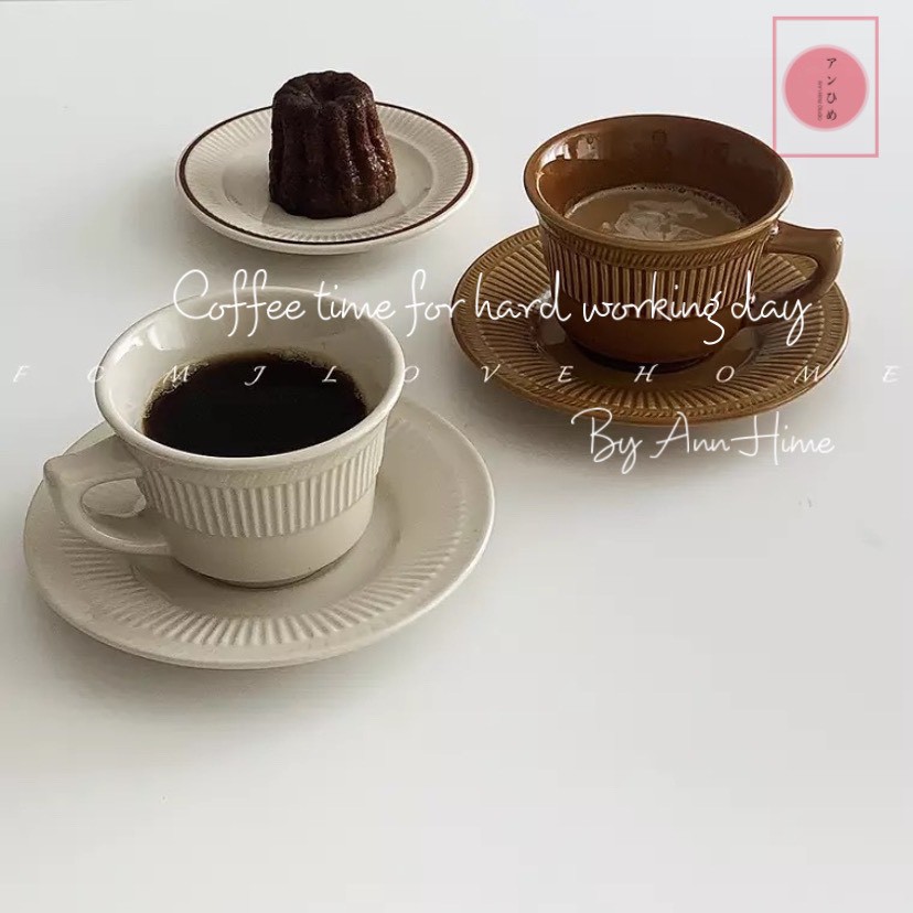 Cốc - Ly Sứ Retro Bắc Âu Kẻ Soc Uống Trà- Cafe Văn Phòng Gia Đình