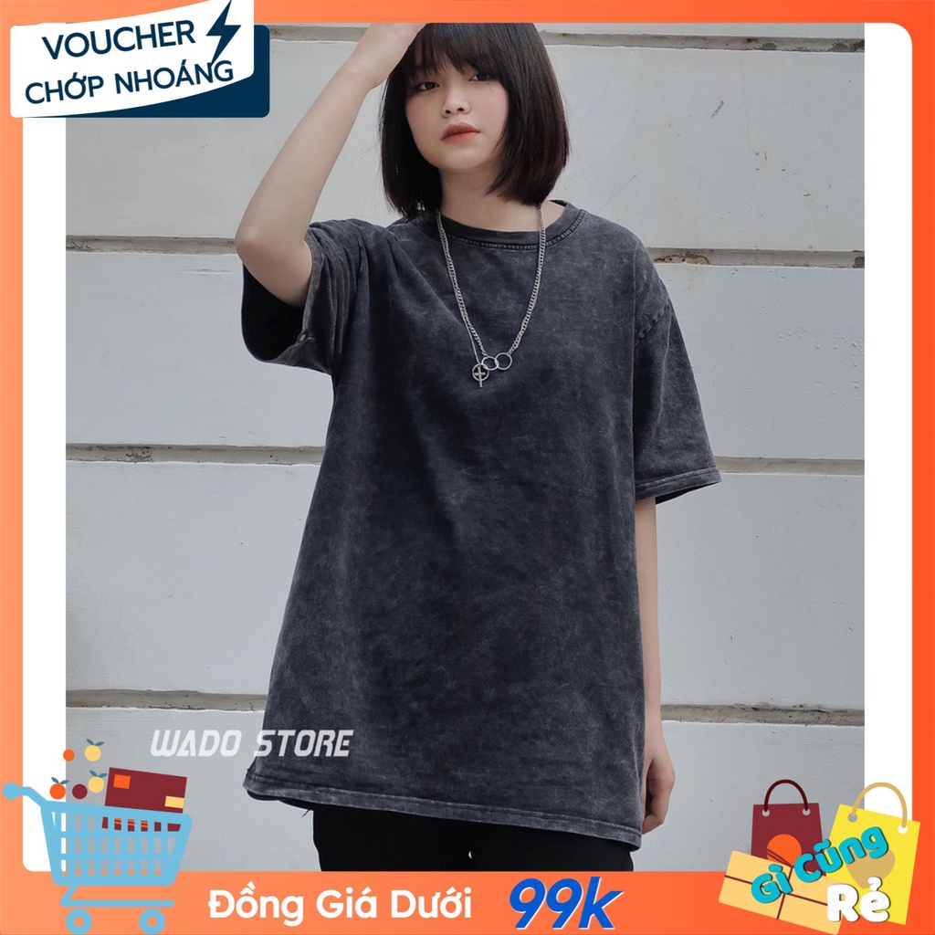 Áo phông nữ nam wash tay lỡ AT2 igori_store form rộng, áo thun nam nữ Unisex chất cotton siêu đẹp vải dày dặn