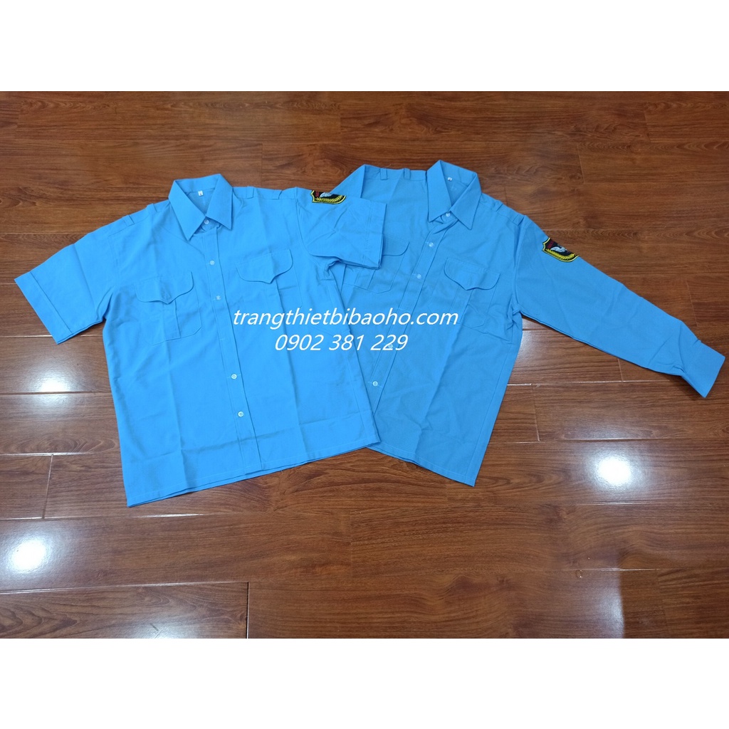 [KHUYẾN MÃI] - Áo sơ mi bảo vệ màu xanh dương vải Kate Fo siêu mát - hình thật