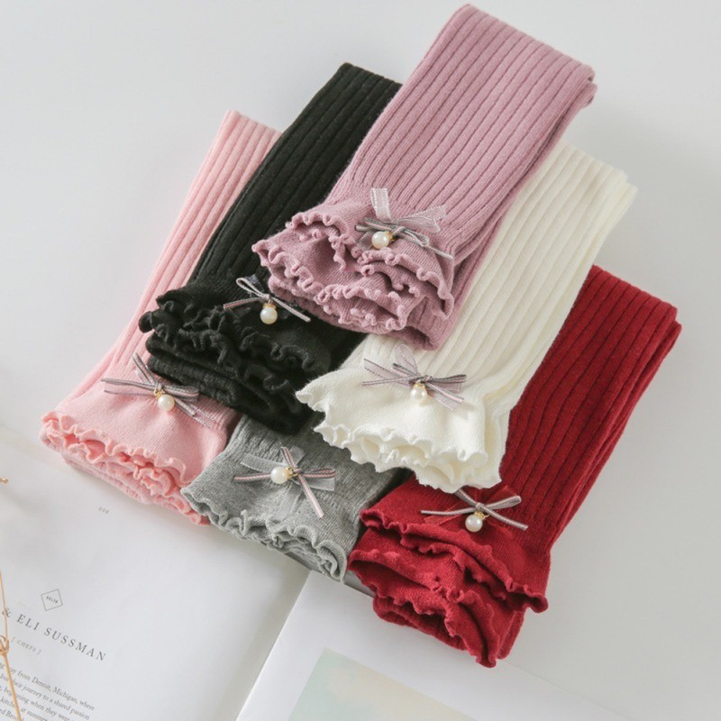 Quần Legging Dệt Kim Phối Nơ Cho Bé Gái
