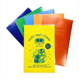 GIẤY THỦ CÔNG HH CÓ KẺ- ĐỀ CAN MÀU BÓNG CAO CẤP ( 6 MÀU)