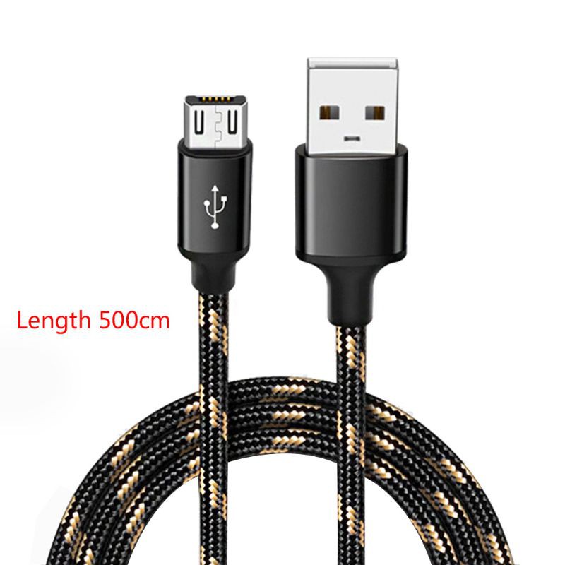 NERV 5M Durable Nylon Woven Micro USB Data Cable Fast Charging Line Wire Cord for Samsung Galaxy Huawei Xiaomi Android Cellphones