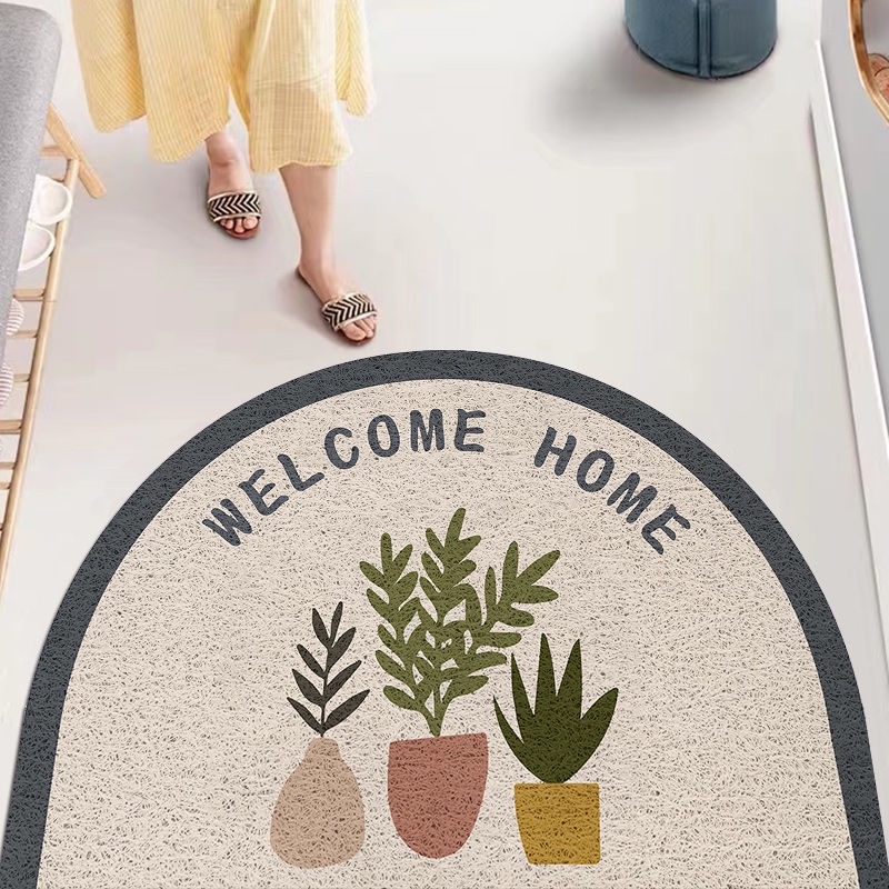 Thảm Lót Cửa Bằng Lụa Kiểu Nhẫn Chống Bẩn Phong Cách Bắc Âu Thảm Dày Bán Nguyệt Thảm Cửa Nhà