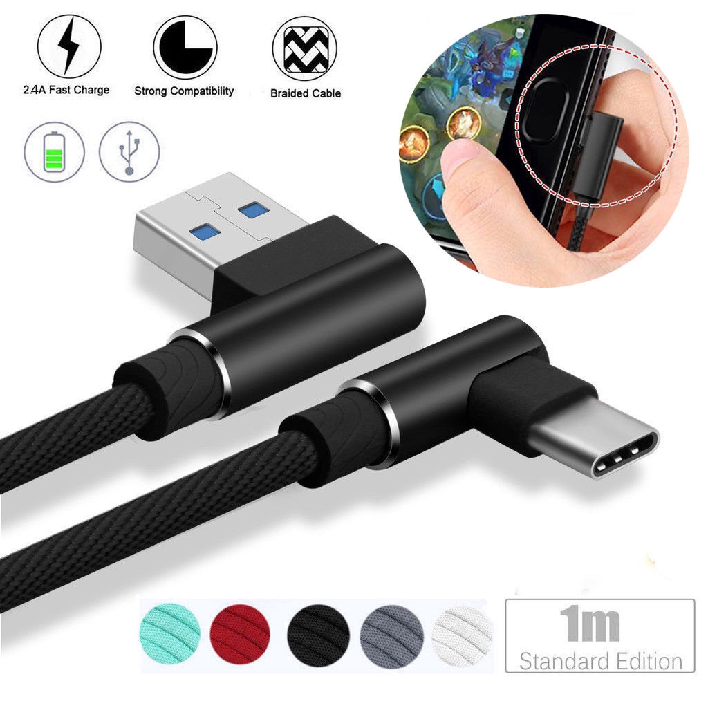 Dây cáp sạc & truyền dữ liệu Micro USB bện sợi bẻ góc 90 độ