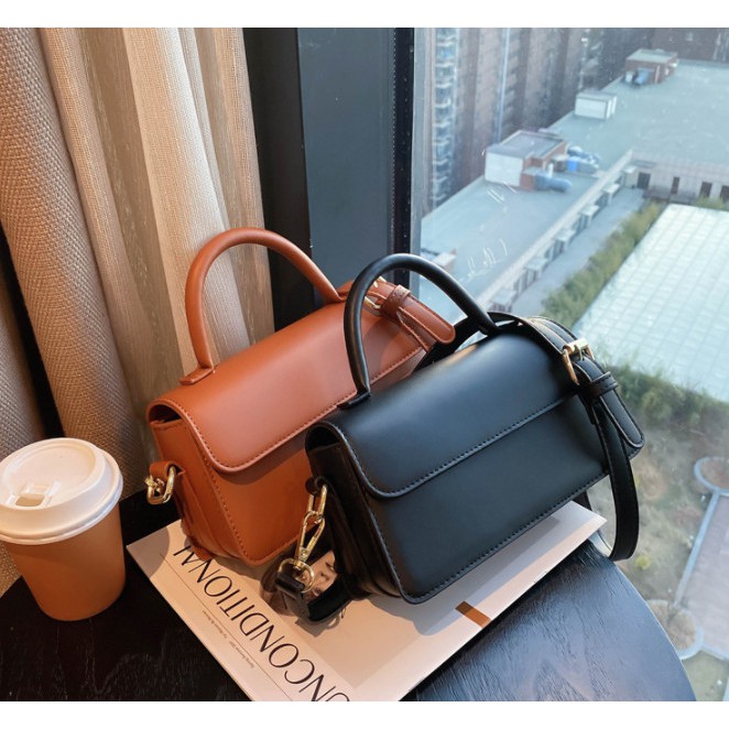 Túi xách đeo chéo nữ kiểu dáng ngang trơn mới phiên bản Hàn Quốc da đẹp