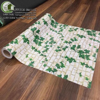 Giấy dán tường giả gạch 3d dây leo xanh, [ 50cm x khổ 90cm ] có sẵn keo