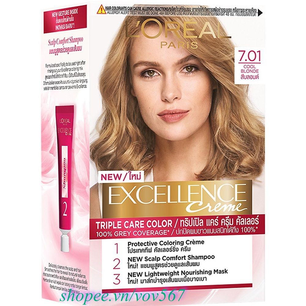 Thuốc Nhuộm Tóc #7.01 Loreal Excellence Creme (Vàng Sáng) 100% Chính Hãng,vov567 Cung Cấp & Bảo Trợ.