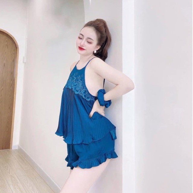 Đồ ngủ sexy 💋 Freeship 💋 Đồ ngủ sexy lụa satin dập ly cao cấp phối ren mềm mại