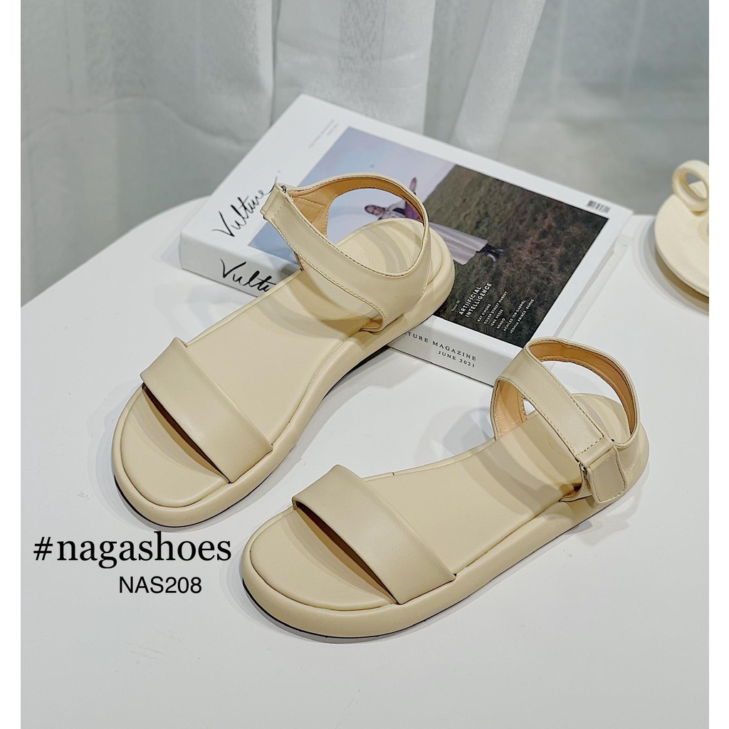 GIÀY SANDAL NAGASHOES QUAI NGANG KHÓA DÁN 2CM NAS208
