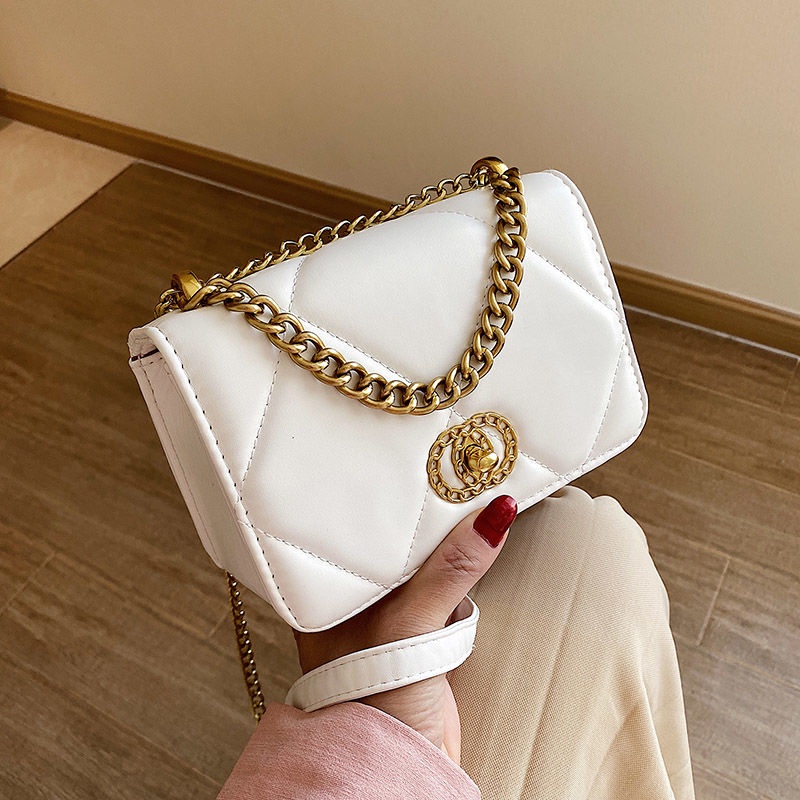 Túi Đeo Chéo Mini Hình Thoi Phối Dây Xích Dễ Phối Đồ