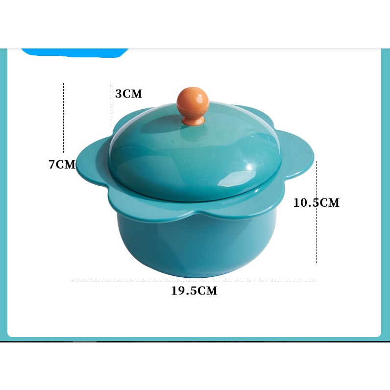 Bát úp mì - Bát ăn mì tôm inox 2 lớp cách nhiệt hình bông hoa có nắp đậy