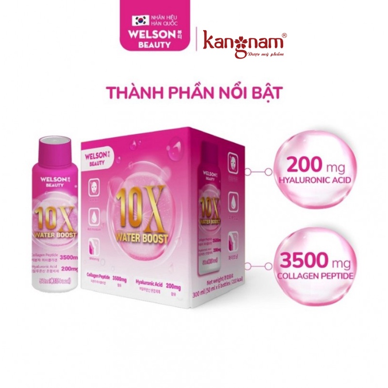 Nước Uống Bổ Sung Collagen và Cấp Ẩm Welson 10x Water Boost