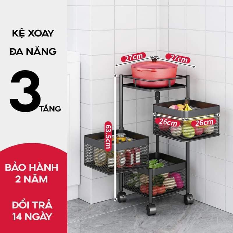 🚫𝐌IỄN PHÍ SHIP🚫 Kệ vuông đa năng 5 tầng đựng rau củ quả và đồ gia dụng,di chuyển xoay 360*, dễ dàng lắp đặt