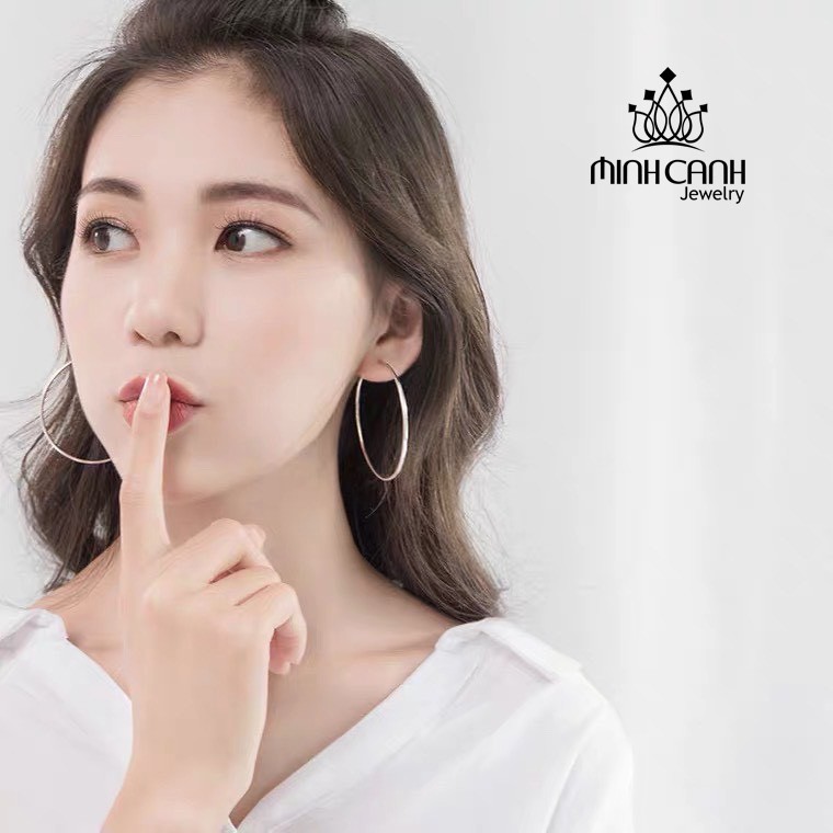 Khuyên Tai Vòng Tròn Trơn Size Lớn Bạc Ta - Minh Canh Jewelry
