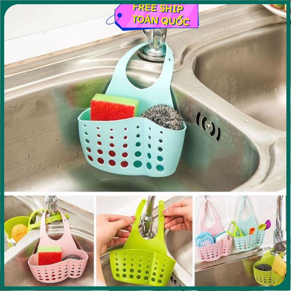 Giỏ Đựng Giẻ Lưới Rửa Bát LOẠI DÀY G1 Thoáng Mát - Giỏ Nhựa Treo Đồ Rửa Chén, Gắn Vòi Nước Bồn Rửa