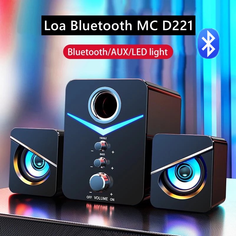 Loa siêu trầm vi tính loa bluetooth MC D221, Có thể sử dụng cáp USB AUX để kết nối các thiết, Âm thanh vòm 9D