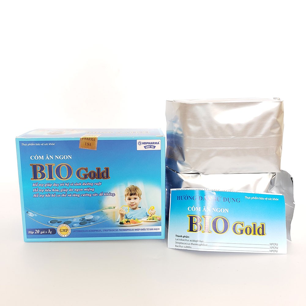 Cốm ăn ngon cho bé Bio Gold giảm tiêu chảy và táo bón bổ sung lợi khuẩn hộp 20 gói