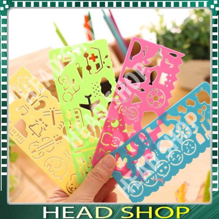 BỘ 4 THƯỚC KẺ VẼ THEO KHUÔN HÌNH SẮC MÀU HEADSHOP