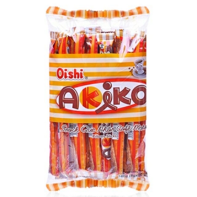 Bánh Snack Que Akiko đủ các vị gói 20que/8g, Snack Que Nhân Đủ Vị Akiko Oishi