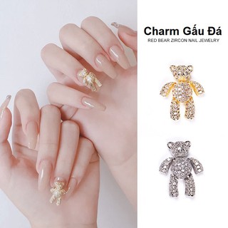 Charm gấu đá chuyển động đính móng