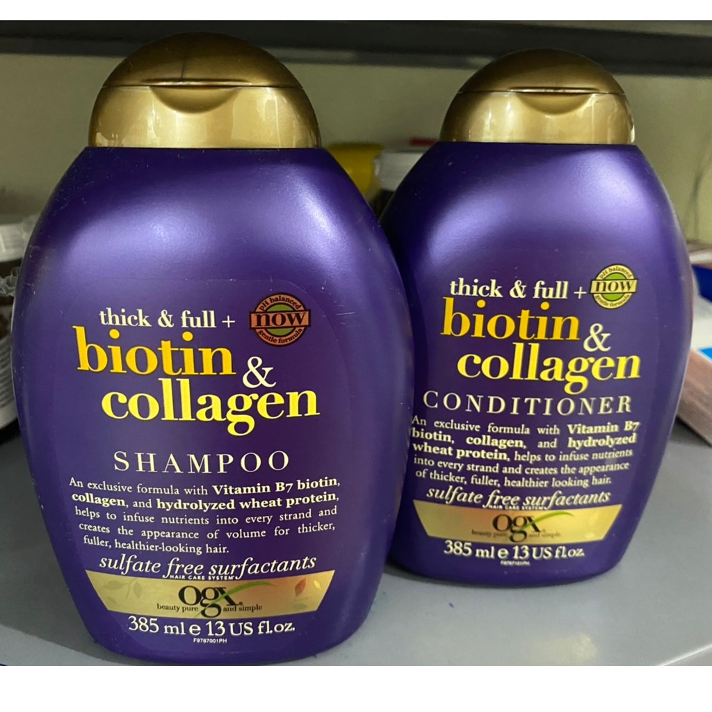 Cặp dầu gội xả Biotin & Collagen OGX Thick & Full Nuôi Dưỡng và Kích Thích Mọc Tóc