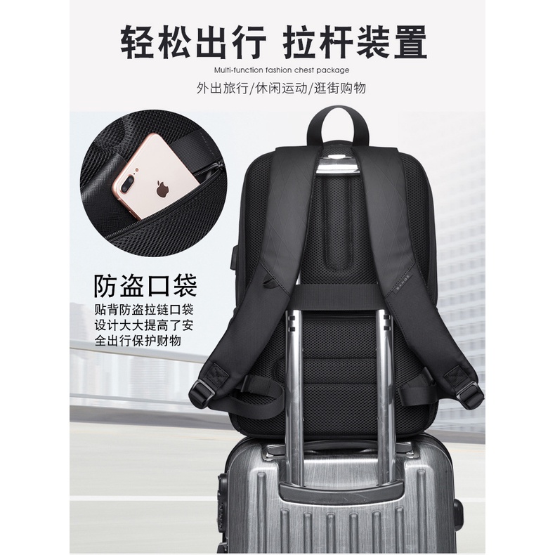 Bange bange Ba Lô Đựng laptop Chống Nước Có Cổng Sạc usb Ngoài Trời Cho Nam