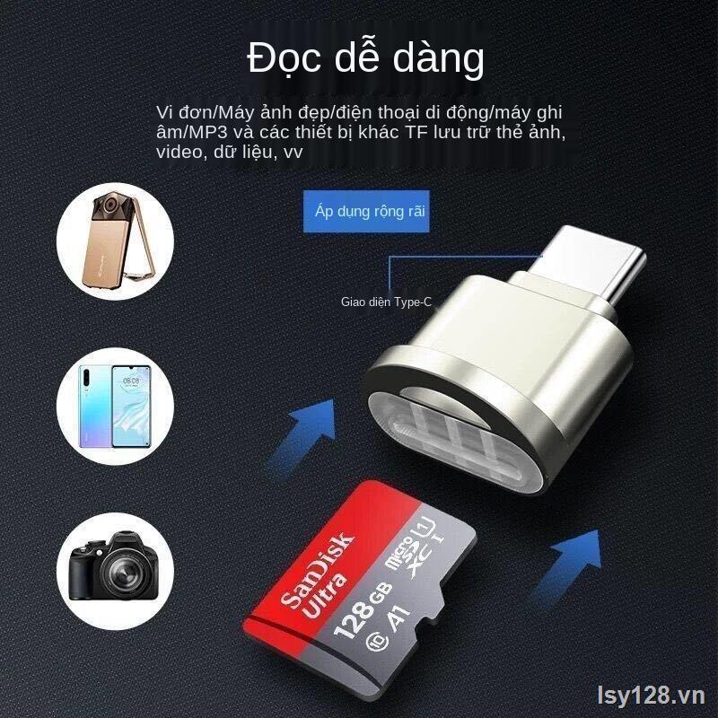 ☍Đầu đọc thẻ TF, nhớ điện thoại di động Type-C Android phổ thông otg mini chuyển đổi Chức năng usb tải xuống