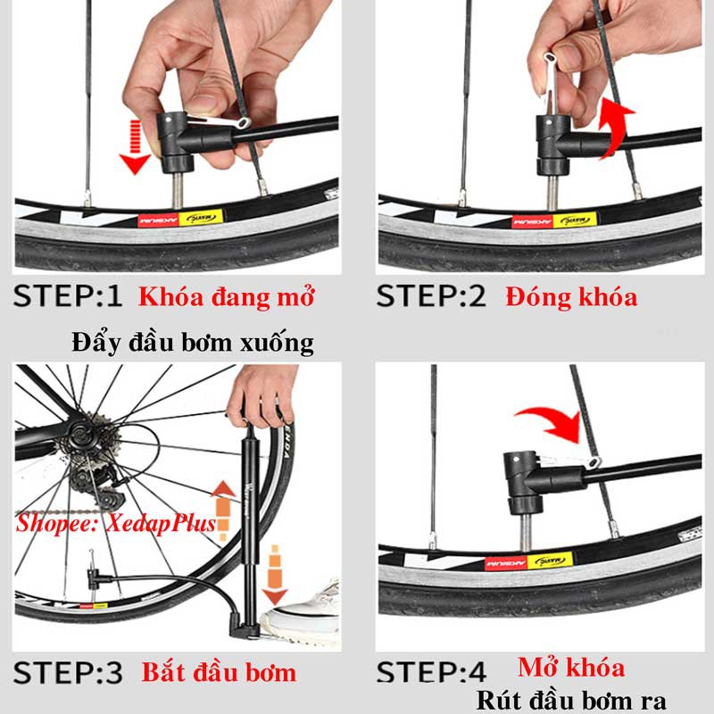 Bơm xe đạp cao cấp West Biking - Áp suất cao 120 PSI