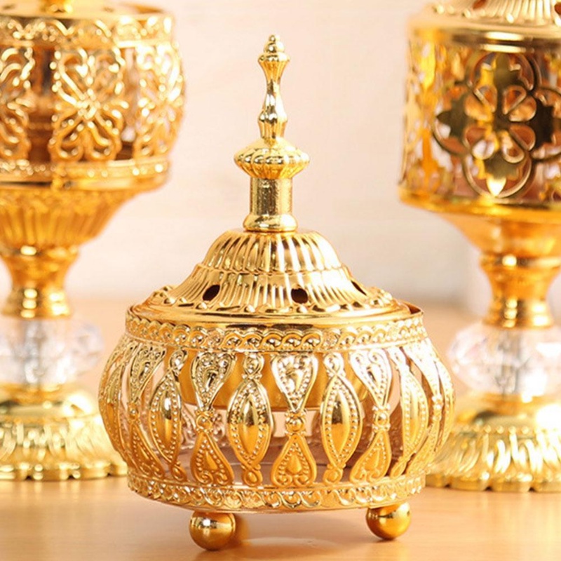 Đế đốt trầm hương bằng kim loại mạ vàng phong cách châu Âu