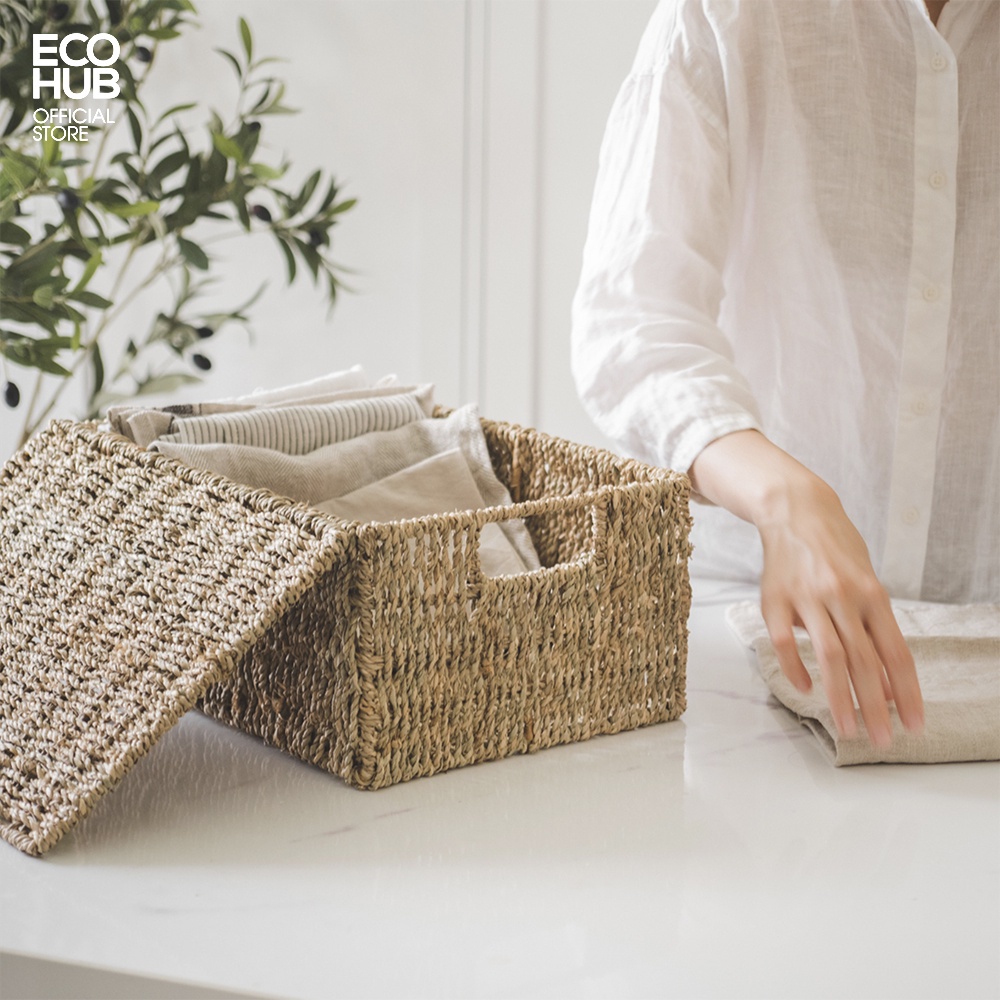Bộ 3 giỏ lục bình, giỏ cói ECOHUB đựng đồ, sắp xếp ngăn nắp
