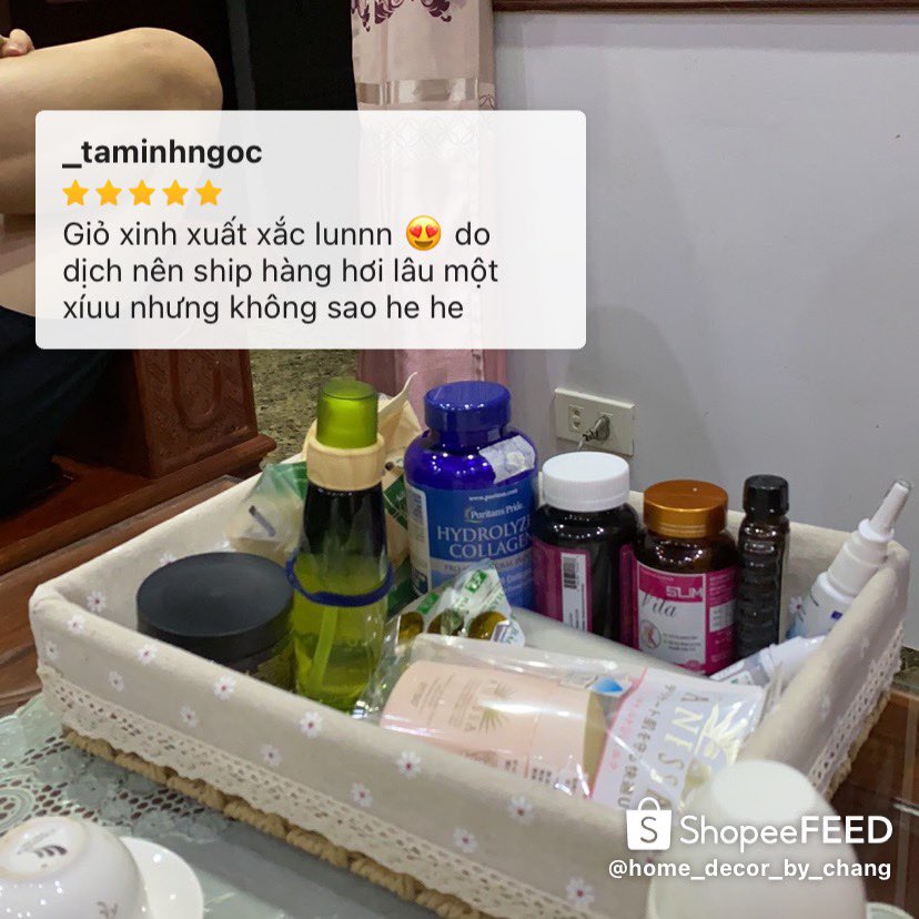 Giỏ mây đựng đồ cỡ lớn để bàn, trang trí phòng, chụp ảnh decor sản phẩm có vải lót đan CÁCH ĐIỆU đẹp mắt