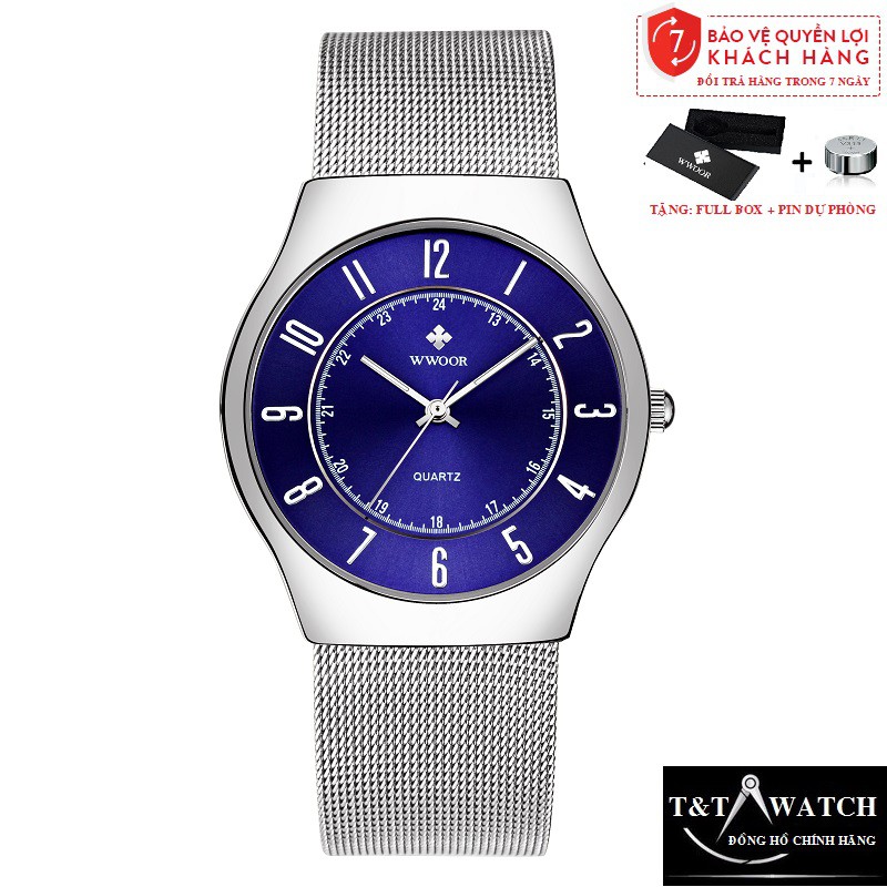ĐÔNG HỒ NAM WWOOR 8829 CHÍNH HÃNG, DÂY THÉP KHÔNG GỈ, THIẾT KẾ TINH TẾ