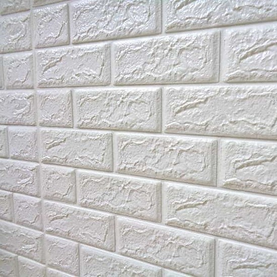 Xốp dán tường chống thấm 3D giả gạch màu Trắng 4mm background gạch chụp ảnh