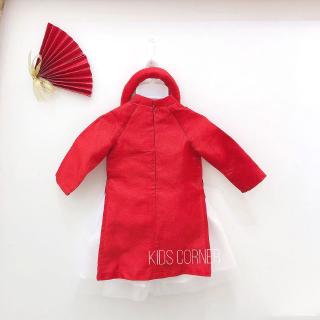 Áo Dài Ánh Kim Đính Kết Đỏ