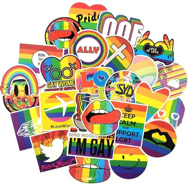 Những sticker LGBT cầu vồng ép lụa thật dễ thương và bắt mắt! Hãy xem hình ảnh để khám phá sự kết hợp độc đáo giữa màu sắc tươi vui và thông điệp yêu thương và sự đồng thuận.