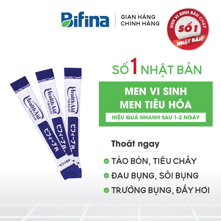 Men vi sinh BIFINA NHẬT BẢN, Hộp EX 7 gói dành cho cho trẻ em, người lớn, bà bầu, táo bón, tiêu chảy,đầy hơi