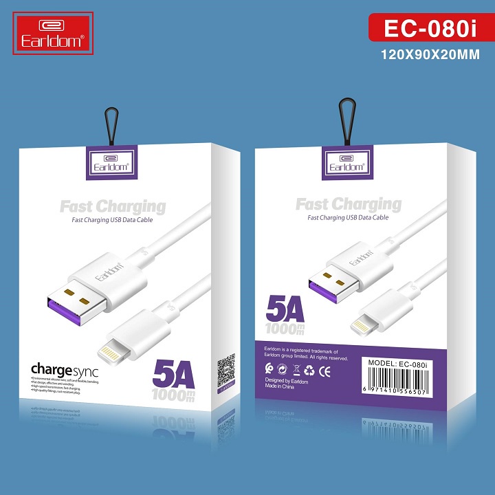 Cáp Sạc Nhanh 5A EARLDOM PowerLine 1M  Đầu Micro Usb, Type C, Lightning Cho Điện Thoại Iphone, Samsung, Xiaomi - EC-080