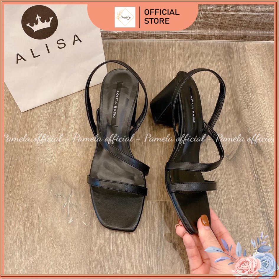 PAMELA - Giày Sandal Mũi Vuông Hai Dây Mảnh Quai Hậu Ôm Chân 2022 (5cm) - S04