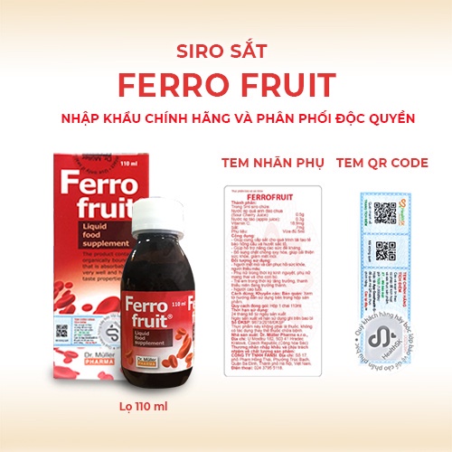 Sắt Ferro Fruit Siro vị trái cây giúp tái tạo hồng cầu tăng cường miễn dịch 300gr