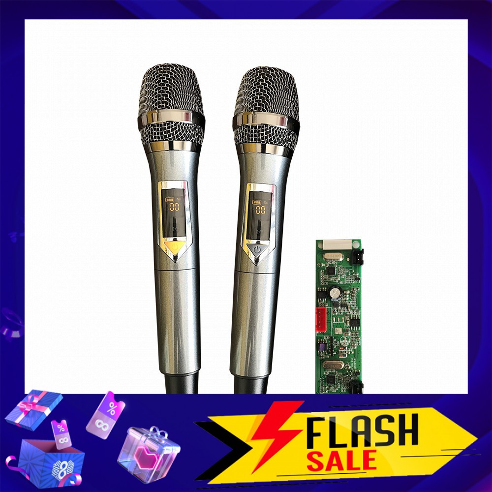 Bộ 2 Micro Không Dây UHF F68 Đen Nâng Cấp ,Thay Thế Cho Loa Kéo Cực Hay, Màu Đen Có Đèn Báo