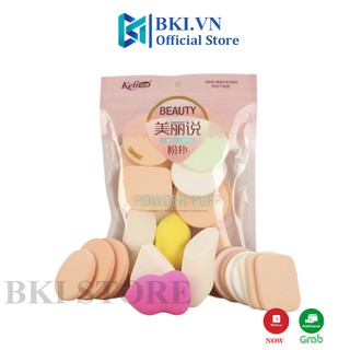 Bông tán kem nền, mút trang điểm, set 13 bông mút trang điểm keli