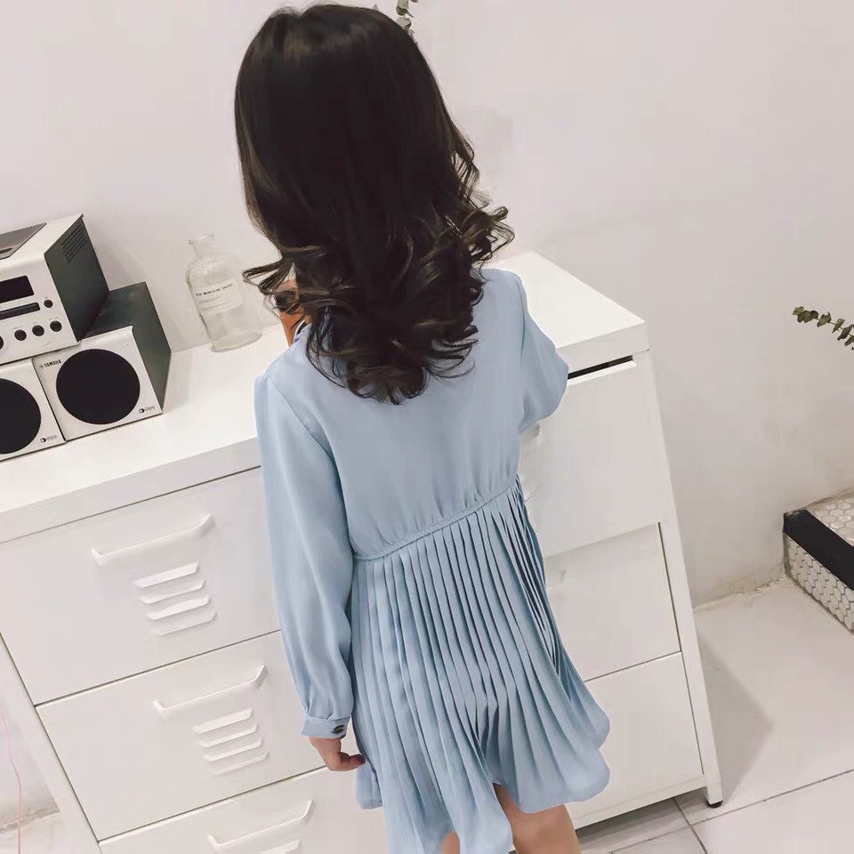 Váy bé gái tiểu thư nhăn sọc