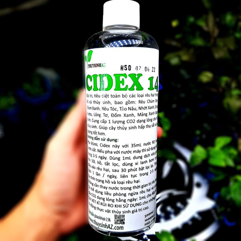 Dung dịch phòng trị rêu hại Cidex 14 cho bể cá thủy sinh - Chai 500ml