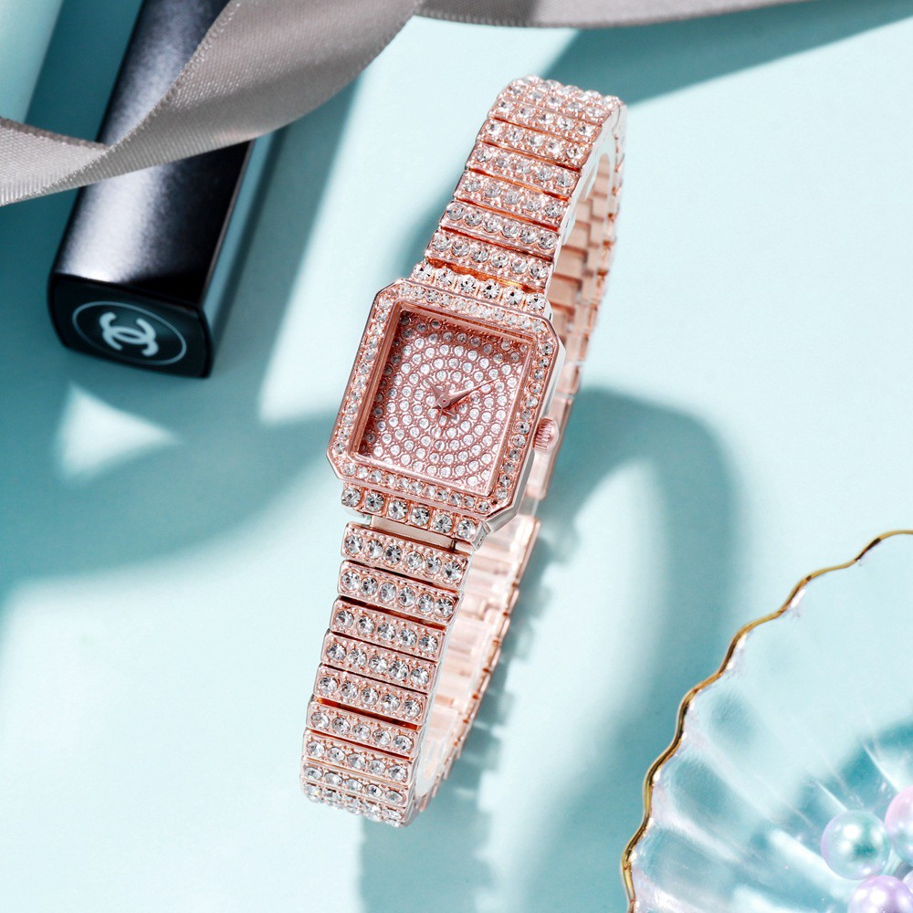Đồng hồ nữ dây thép đính đá thời trang D-ZINER mặt vuông NTD36 xu hướng mới LINDO