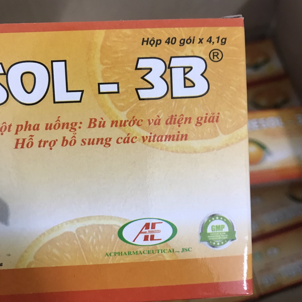 Oresol 3B dạng gói - bù nước và điện giải vị cam hộp 40 gói