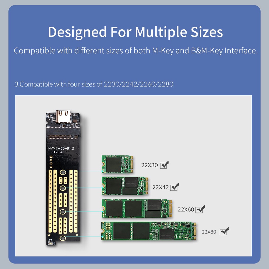 Vỏ ổ cứng ORICO M2PAC3-G20 USB3.2 20Gbps M.2 NVMe SSD chất lượng cao