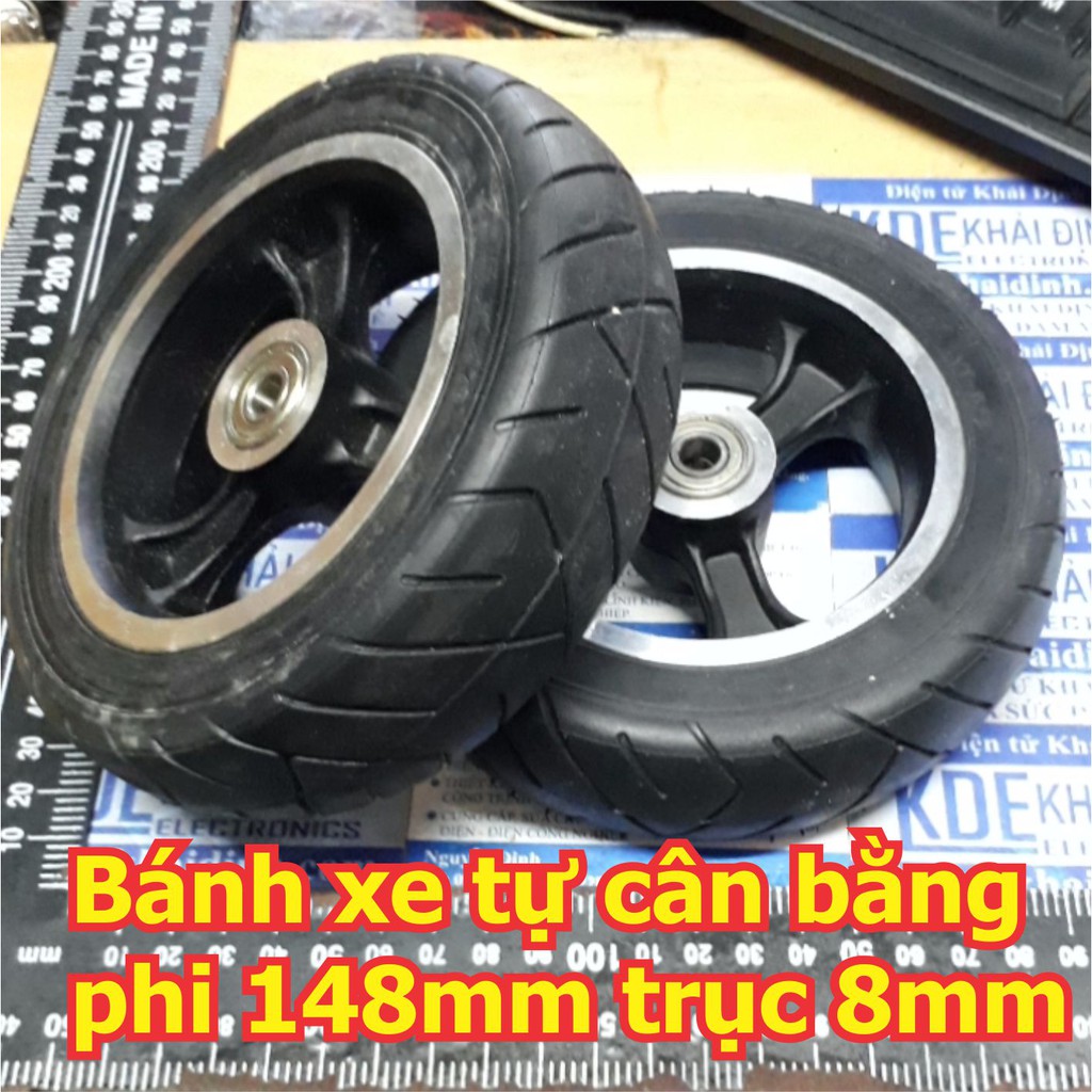 bánh xe lốp đúc chế xe tự cân bằng, xe điện vv phi 148mm trục 8mm kde5633